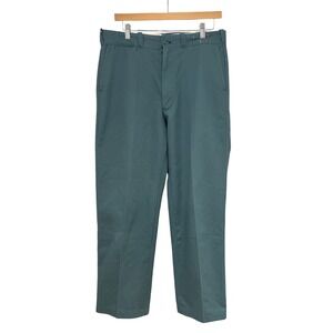 VTG Lee Men's Tech Twill Permanent Press Pants Green Union Made Zipper Fly